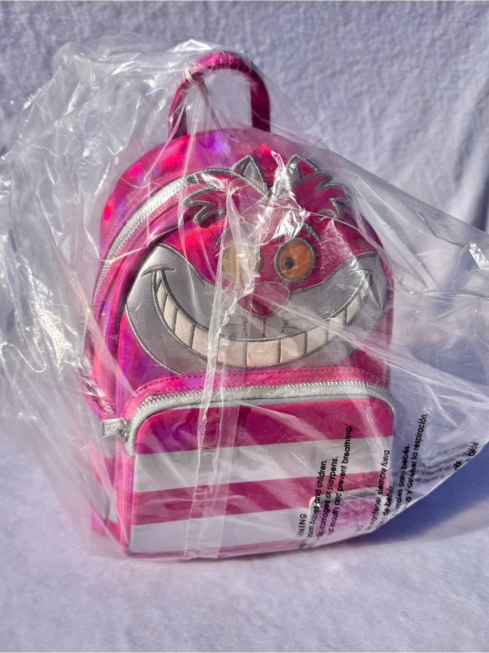 Exclusive Loungefly Platinum Cheshire Cat Mini Backpack